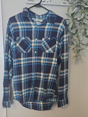 urban pipeline Navy and Light Blue Plaid Shirt